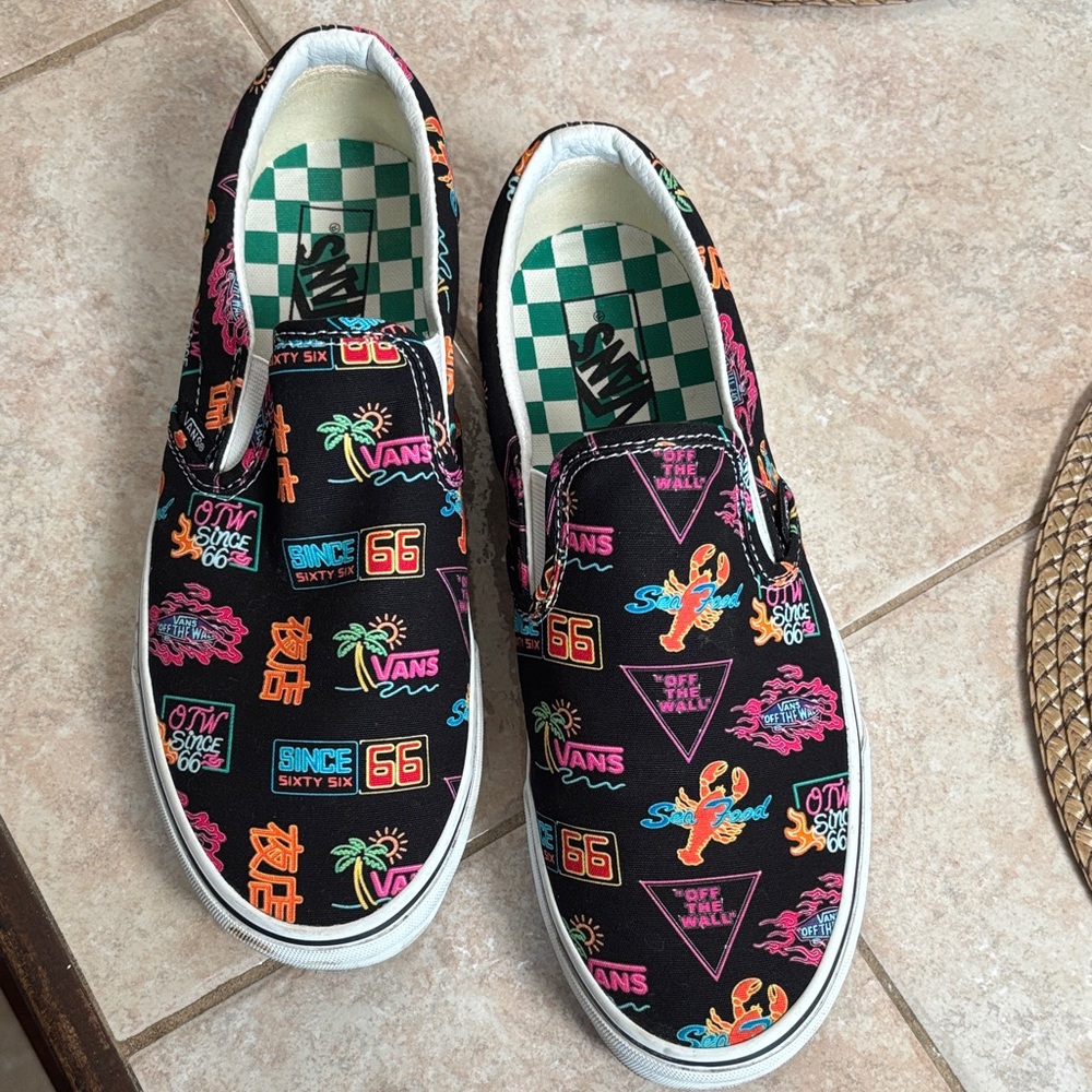 Vans Slip-On Sneakers - Black with Multicolor Graphics